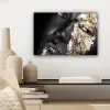 Vrouw - Goud - Zwart - Verf - Luxe canvas 2cm klein -sfeer6