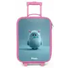 Blauw pluizig monster met hoorns Kinderkoffer - Roze klein -zz3dotto