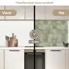 Vlakken - Rustiek - Groen keuken achterwand 2 middel 871 -voor-na2_NL