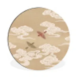 Vogels - Vliegen - Beige Wandcirkel aluminium klein -3d
