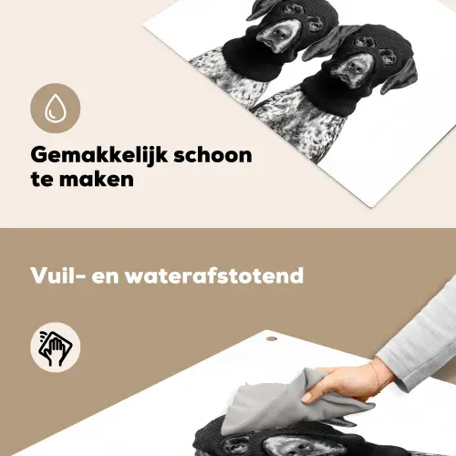 Honden - Bivakmuts - Zwart - wit Inductie beschemer met haakjes klein -ky-schoon-nl