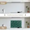 Palmbladeren - Blauw - Tint - Zwart keuken achterwand spatscherm klein 900 -voor_na_NL