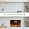 Leeuw - Geschilderd - Abstract - Goud keuken achterwand spatscherm klein -voor_na_NL