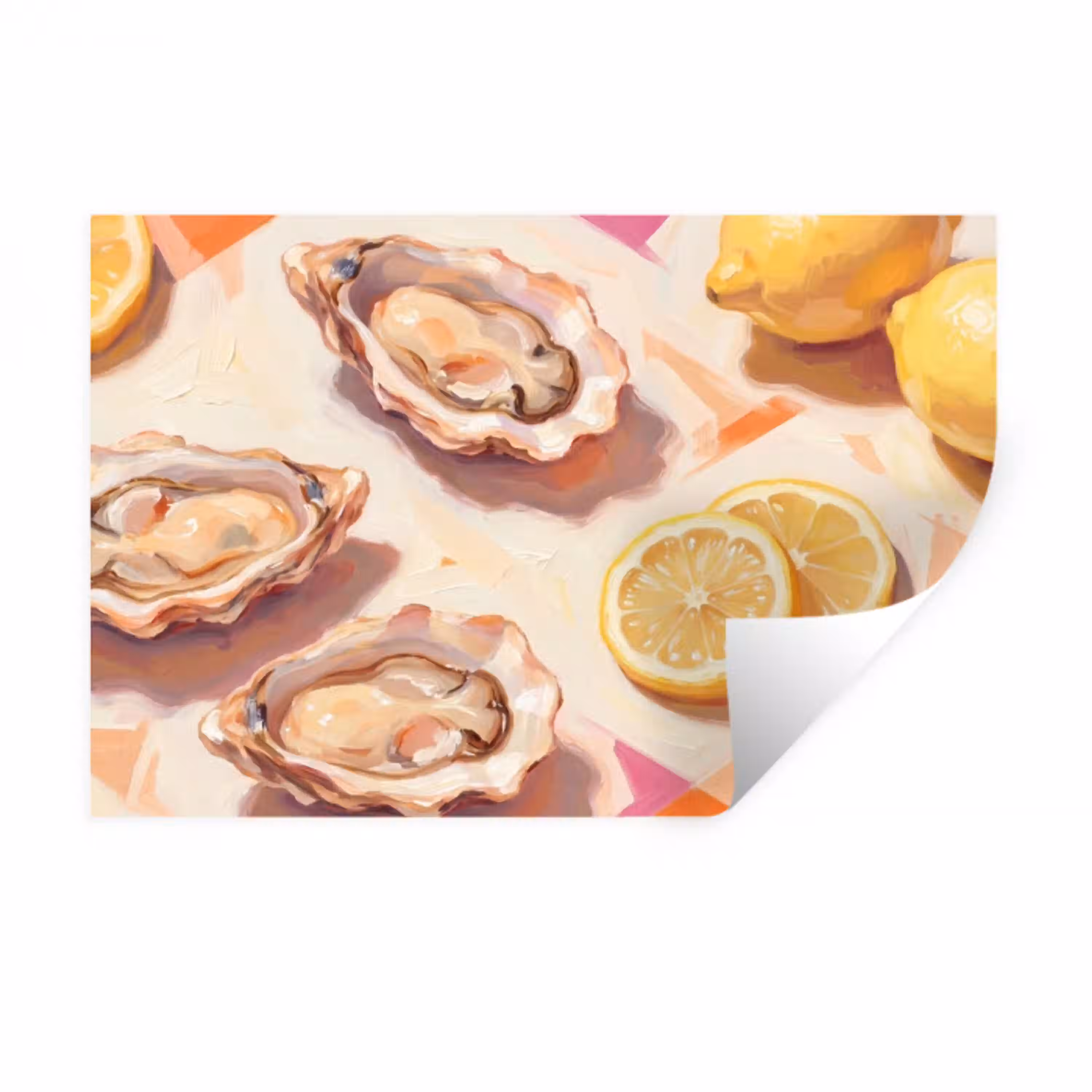 Stilleven - Citroenen - Oesters - Abstract - Oranje Muursticker klein -3d