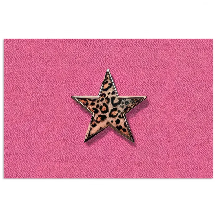 Ster - Luipaard - Print - Roze poster papier klein -3d