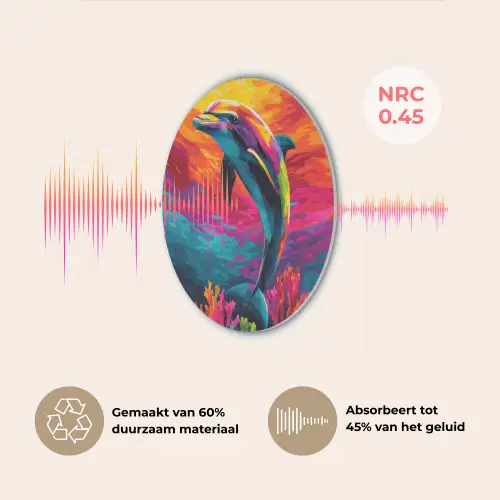 Dolfijn - Kleurrijk - Oceaan - Koraal Akoestische PET Vilt - Rond klein -USP_NL
