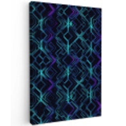 Gaming - Ruitvormen - Abstract - Neon - Paars Tuinposter op houten frame 2 cm dik middel -3d