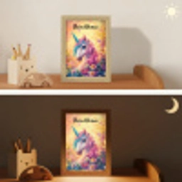 Eenhoorn - Roze - Kleurrijk - Sprookjesbos Light Box met kabel (Kinderlampje) klein -sfeer3_kind