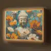 Buddha - Bloemen - Kleurrijk - Modern Light Box met batterij (Wandlamp) middel -z3d_website