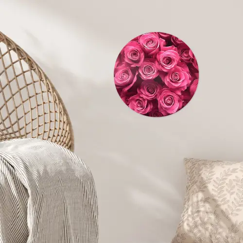 Rozen - Pink - Bloem Wandcirkel behangsticker klein -sfeer4