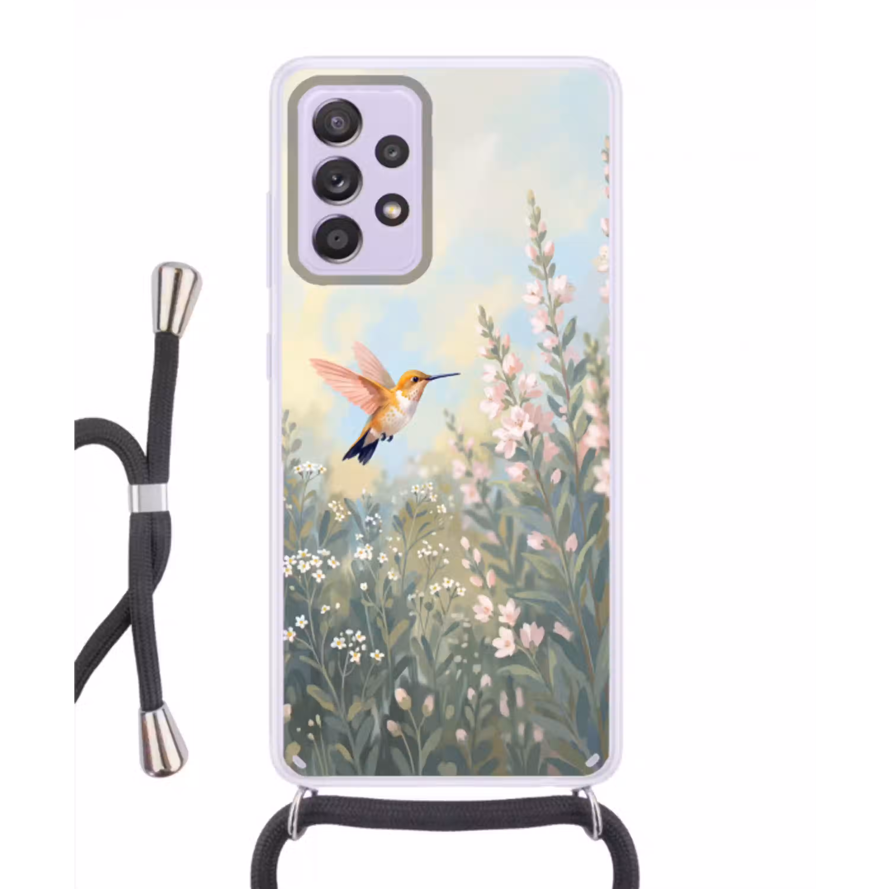 Kolibrie - Illustratie - Kleurrijk Hoesje Samsung Galaxy A52 5G met koord klein -3d