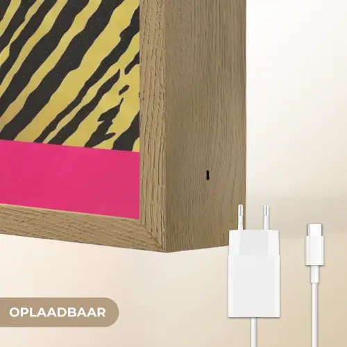 Kat - Baas - Roze - Tijgerprint Light Box met batterij (Wandlamp) middel -USP_websiteoplaadbaarNL