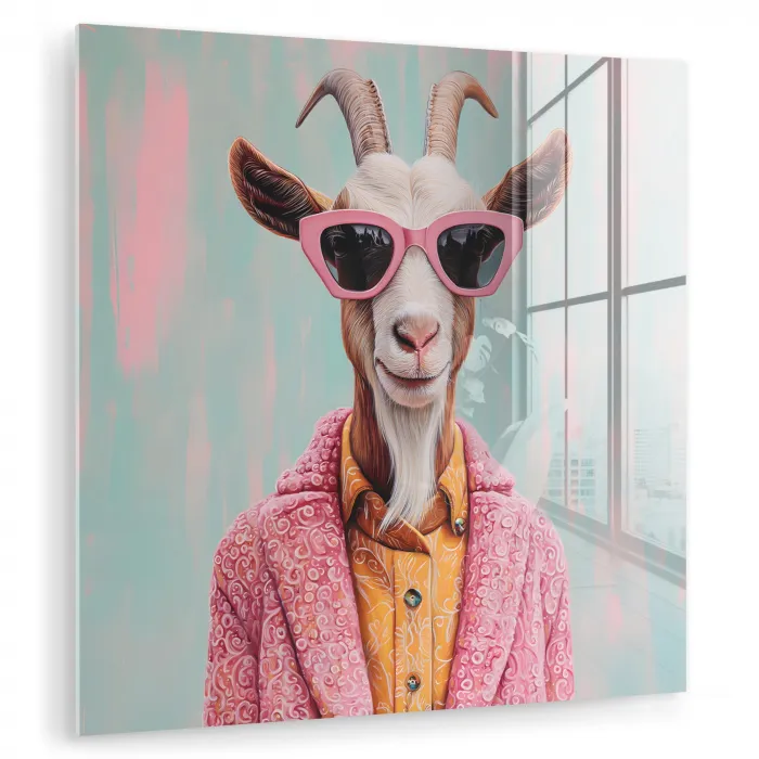 Zonnebril - Roze - Geit - Horen plexiglas 5mm klein -zzzproduct_nieuw