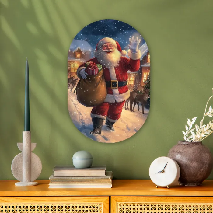 Kerstman - Dorp - Hert - Donker Wandcirkel Ovaal Forex klein -sfeer2