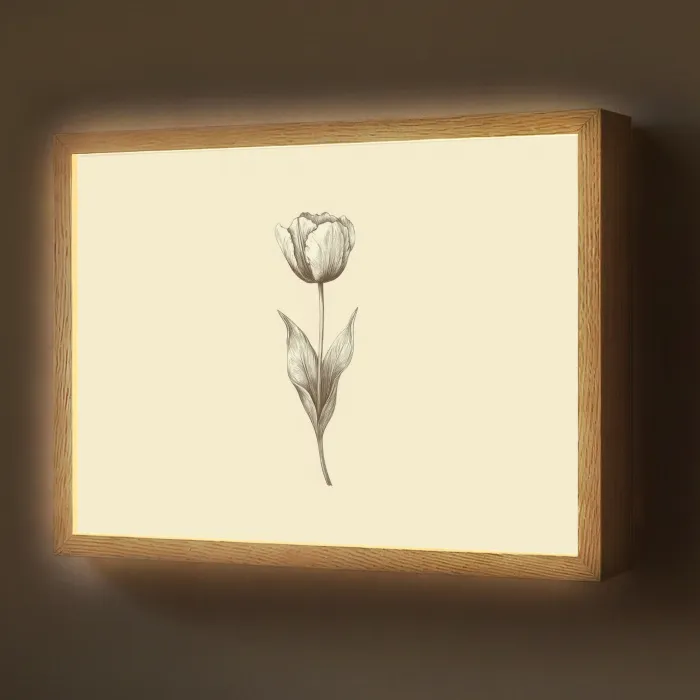 Illustratie - Tulp - Zwart Light Box met batterij (Wandlamp) middel -z3d_website