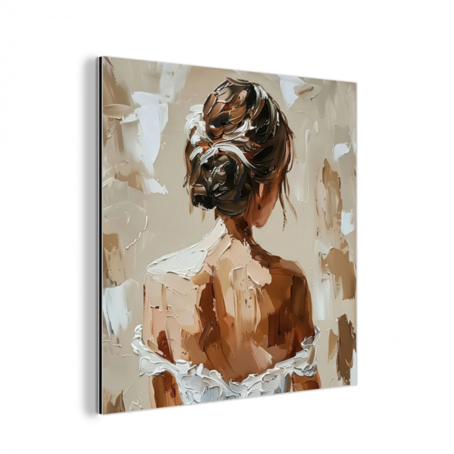 Vrouw - Verf - Abstract - Beige - Modern aluminium wit klein -3d