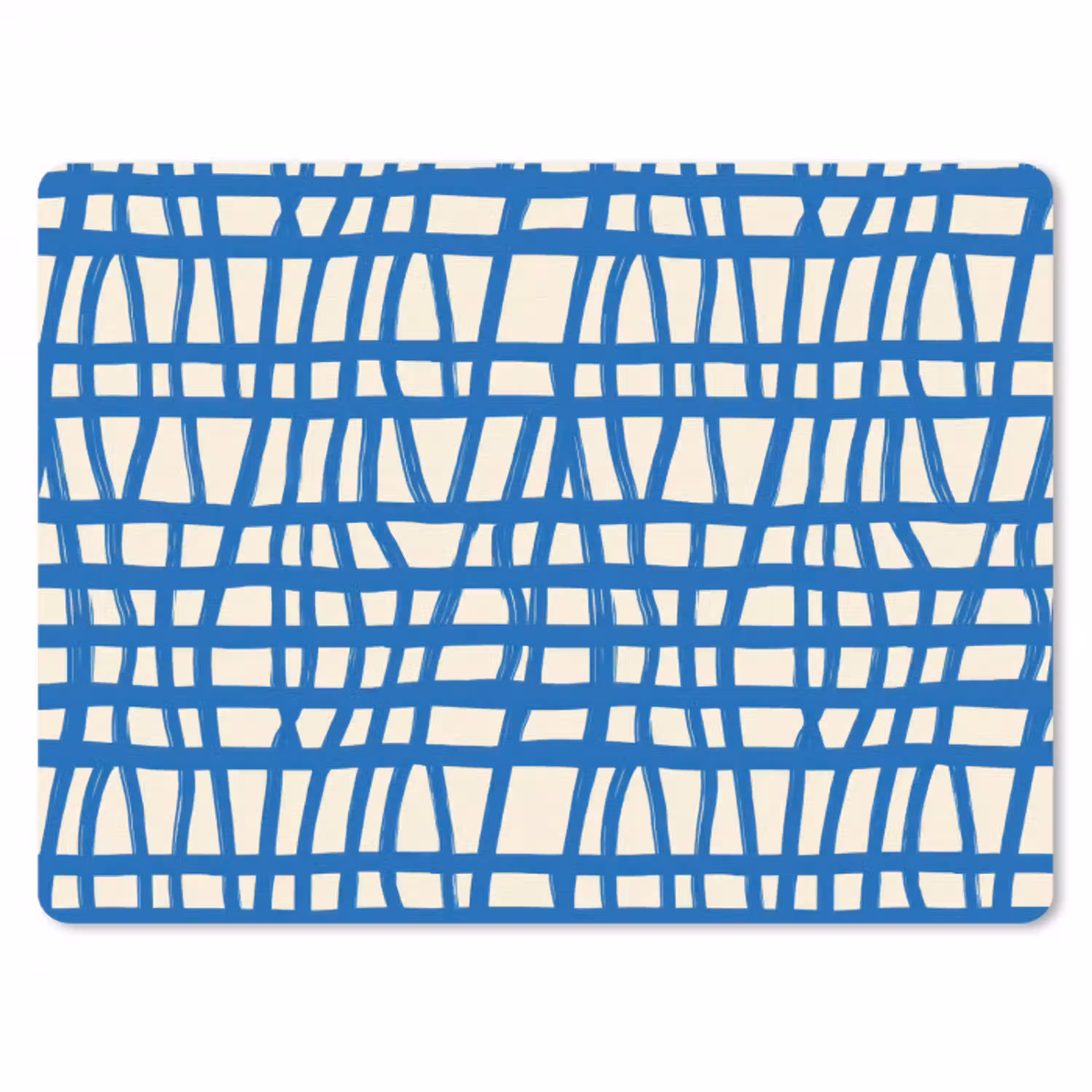 Ruitpatroon - Blauw - Crème muismat rubber klein 262 -3d
