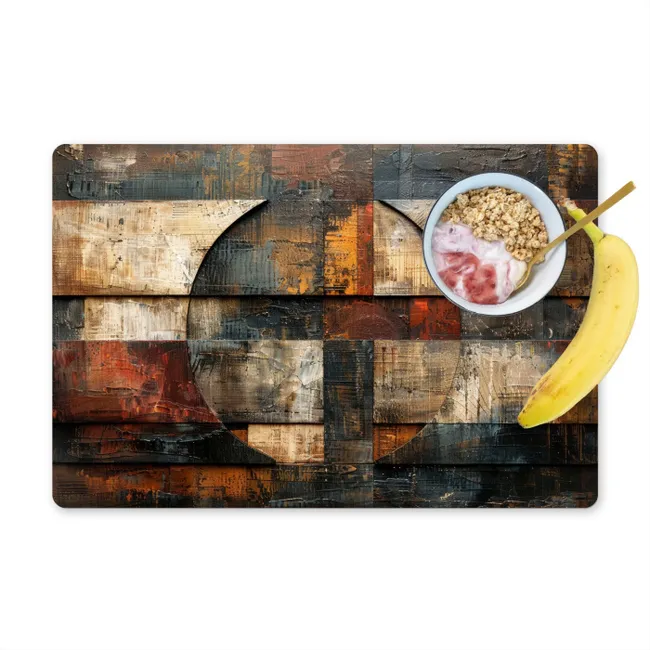 Placemat - 6 pieces - Art - Brown - Abstract - Wood motif