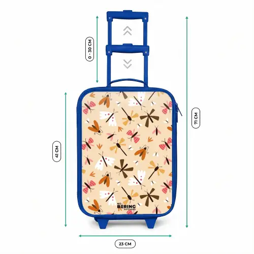 Insectenpatroon in bruin, roze en oranje op beige achtergrond Kinderkoffer - Blauw klein -productfoto_formaten