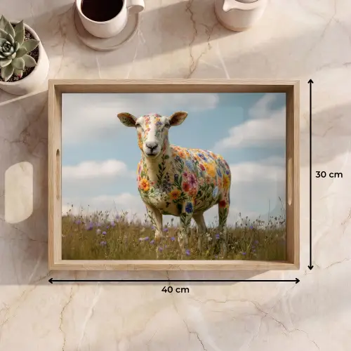 Schaap - Bloemen - Weide Dienblad Rechthoek middel -USP_Formaat