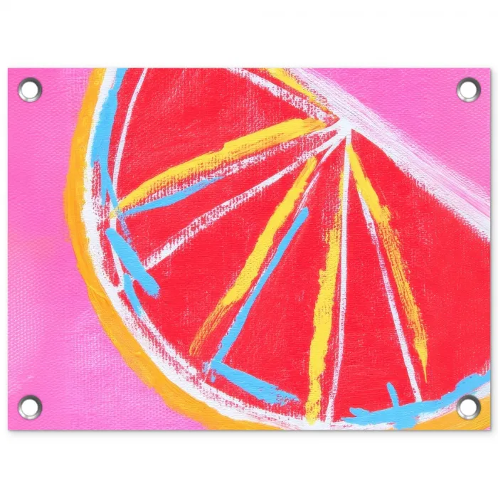 Grapefruit - Geschilderd - Roze - Strepen tuinposter los doek klein -3d