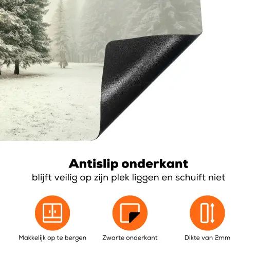 Bomen - Sneeuw - Wit Inductie beschermer vinyl 3mm klein -zzzzzzz-td-onderkant