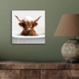 Schotse Hooglander - Bad - Koe - Dieren - Schuim aluminium wit klein -sfeer2
