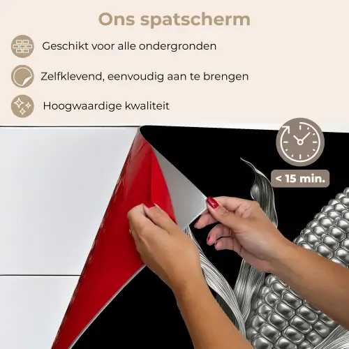 Maïskolf - Glanzend metaal - Elegant keuken achterwand spatscherm klein -spatscherm_NL