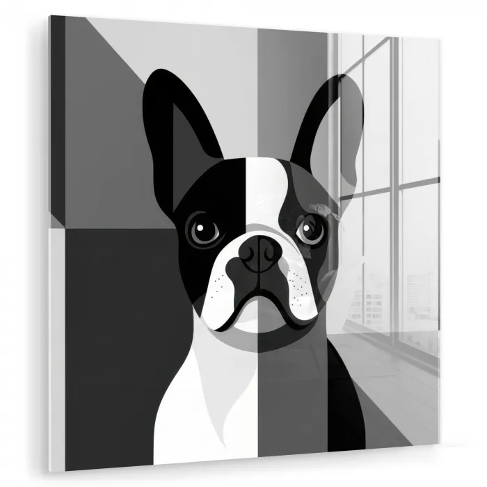 Buldog - Zwart - Abstract - Vlakken plexiglas 5mm klein -zzzproduct_nieuw