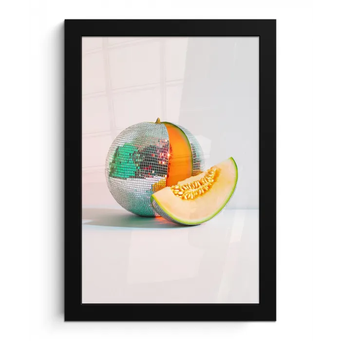 Disco - Discobal - Meloen - Pastel fotolijst zwart zonder passe partout klein -3d