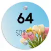 Gekleurde tulpen lucht - Modern Naambord Rond klein -3d