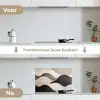 Golven - Abstract - Beige keuken achterwand spatscherm klein -voor_na_NL