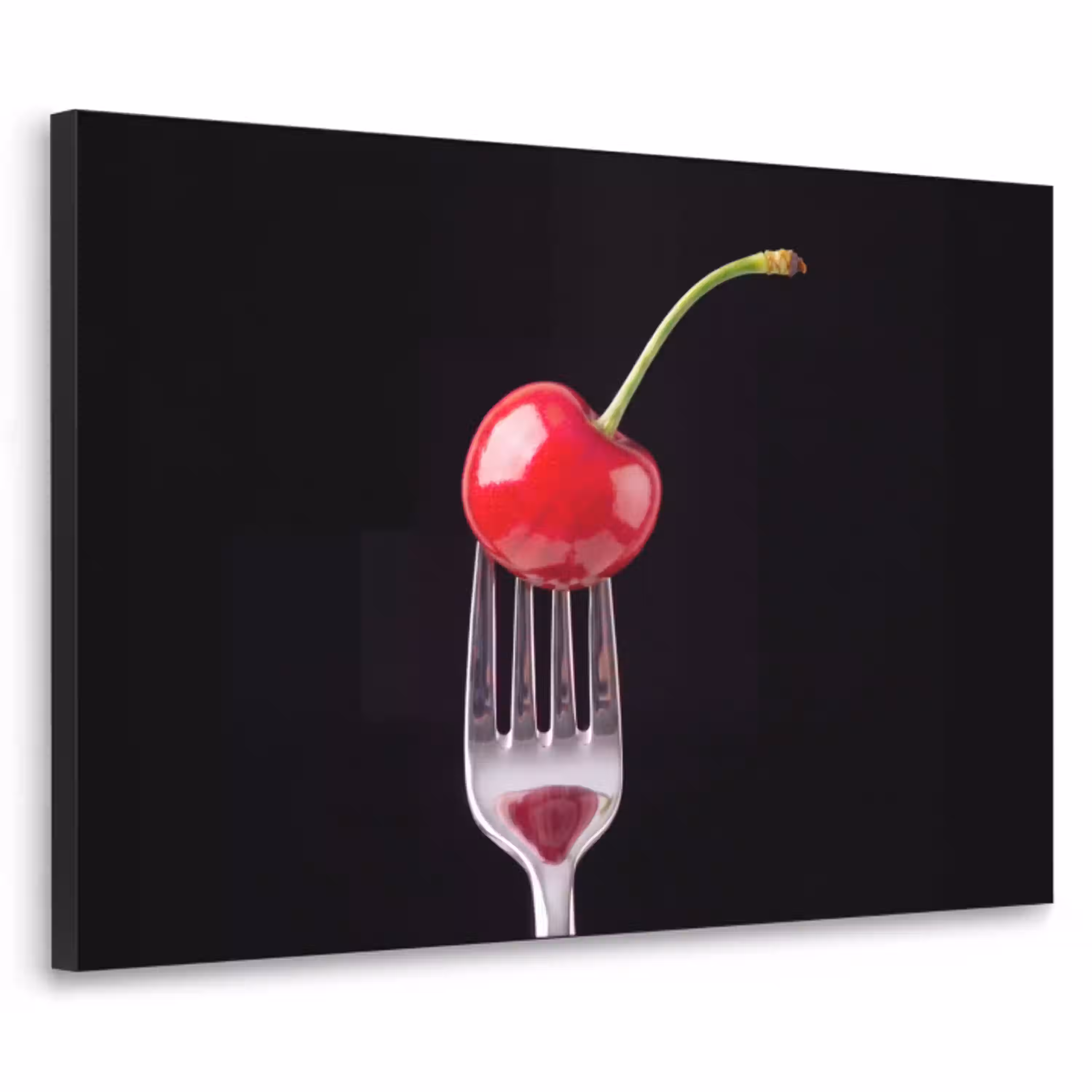 Rode kers - Vork Textielframe zwart klein -3d