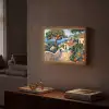 Huizen - Mozaïek - Sinaasappelbomen - Zee Light Box met batterij (Wandlamp) middel -sfeer1