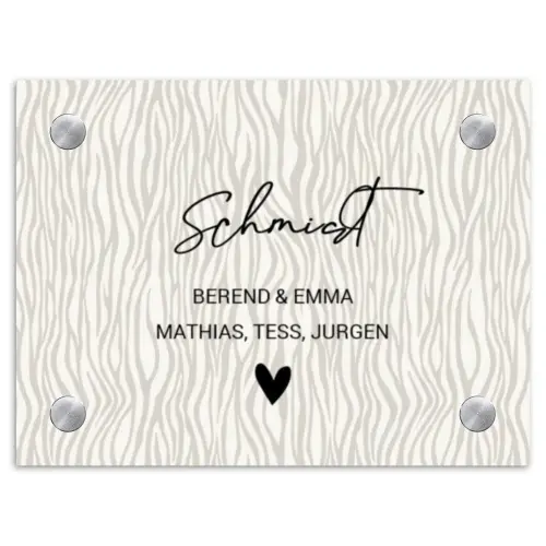 Beige golvende strepen - Sierlijk Naambord Rechthoek middel -3d