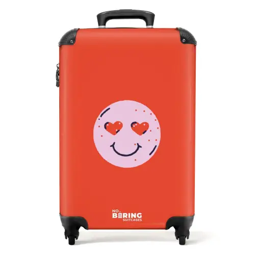 Patronen - Blije emoji op rode achtergrond NBS - Handbagage koffer - Kinderen Unisex middel -productfoto_recht