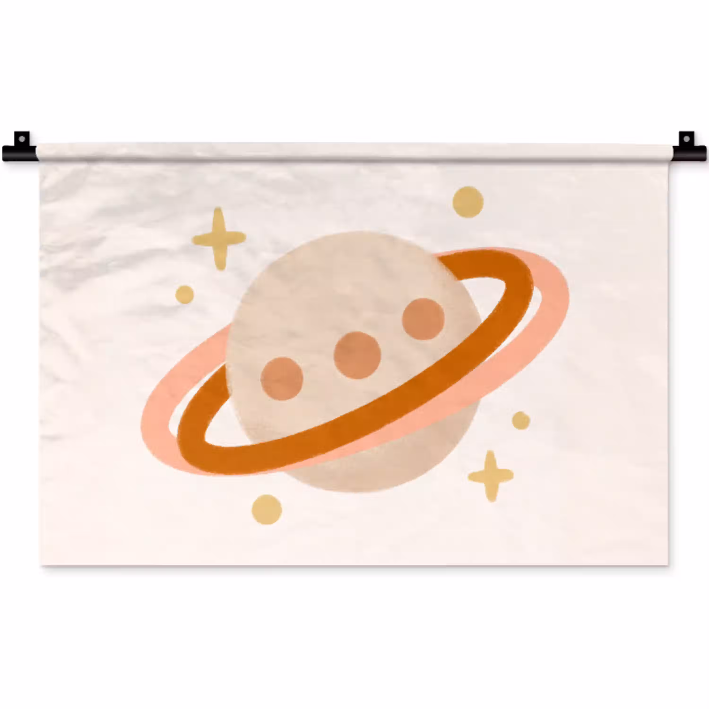 Planeet - Ringen - Ruimte - Illustratie - Beige Wandkleed katoen klein -zz3d