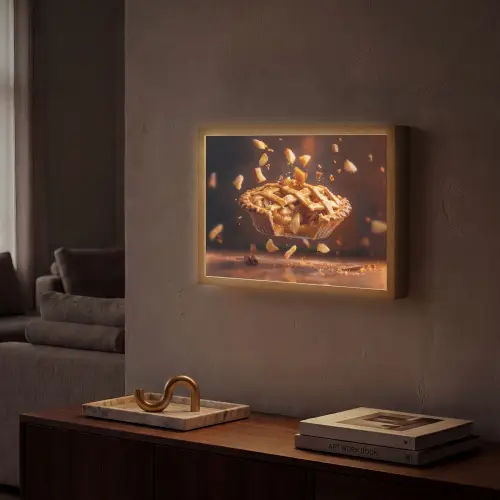 Appel - Taart - Warm - Eten Light Box met batterij (Wandlamp) middel -sfeer1