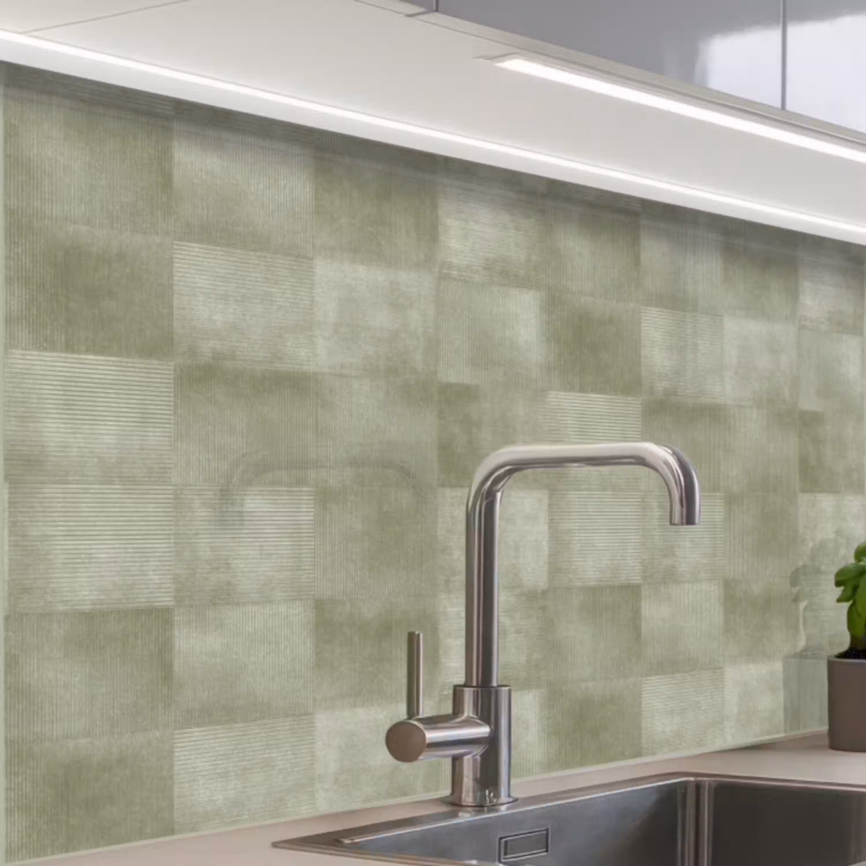 Vlakken - Rustiek - Groen keuken achterwand 2 middel 865 -zzzz3d_schuin