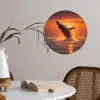 Walvis - Zon - Zee Wandcirkel behangsticker klein -sfeer3