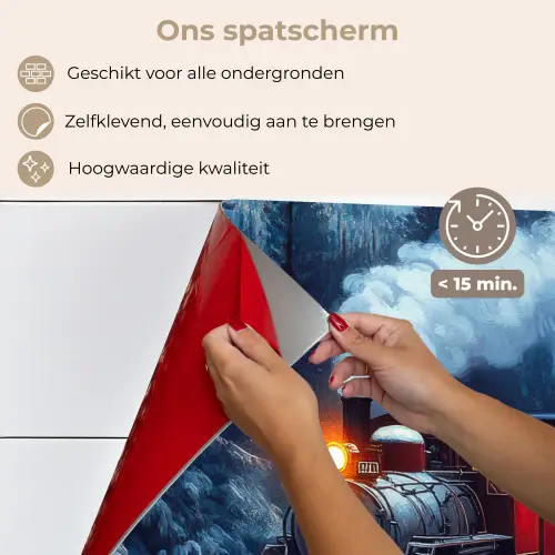 Trein - Kerst - Sneeuw - Kersttrein keuken achterwand spatscherm klein -spatscherm_NL