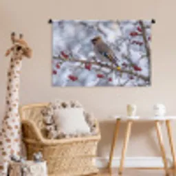 Pestvogel - Bessen - Winter - Natuur Wandkleed katoen middel -wsfeer5_kind