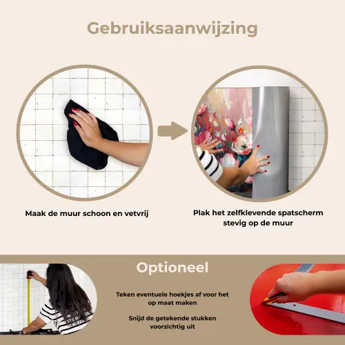 Klaprozen - Roze - Bloemen - Botanisch - Kunst keuken achterwand spatscherm klein -gebruiksaanwijzing_NL