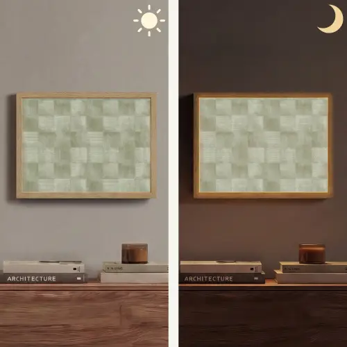 Vlakken - Rustiek - Groen Light Box met batterij (Wandlamp) middel 907 -sfeer3