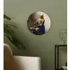 Het melkmeisje - Schilderij van Johannes Vermeer Wandcirkel kunststof plaat 5mm dik klein -sfeer3