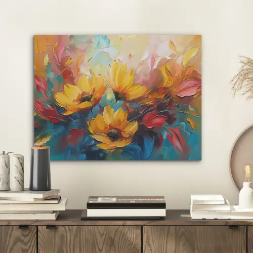 Bloemen - Dahlia - Kunst - Oranje - Watercolor PET vilt klein -sfeer1