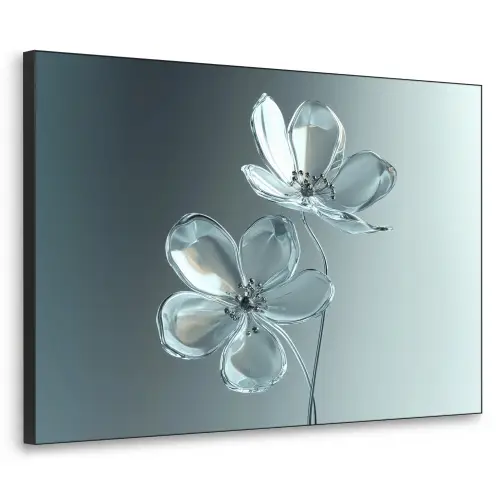 Kristal - Bloemen - Grijs Textielframe zwart klein -3d