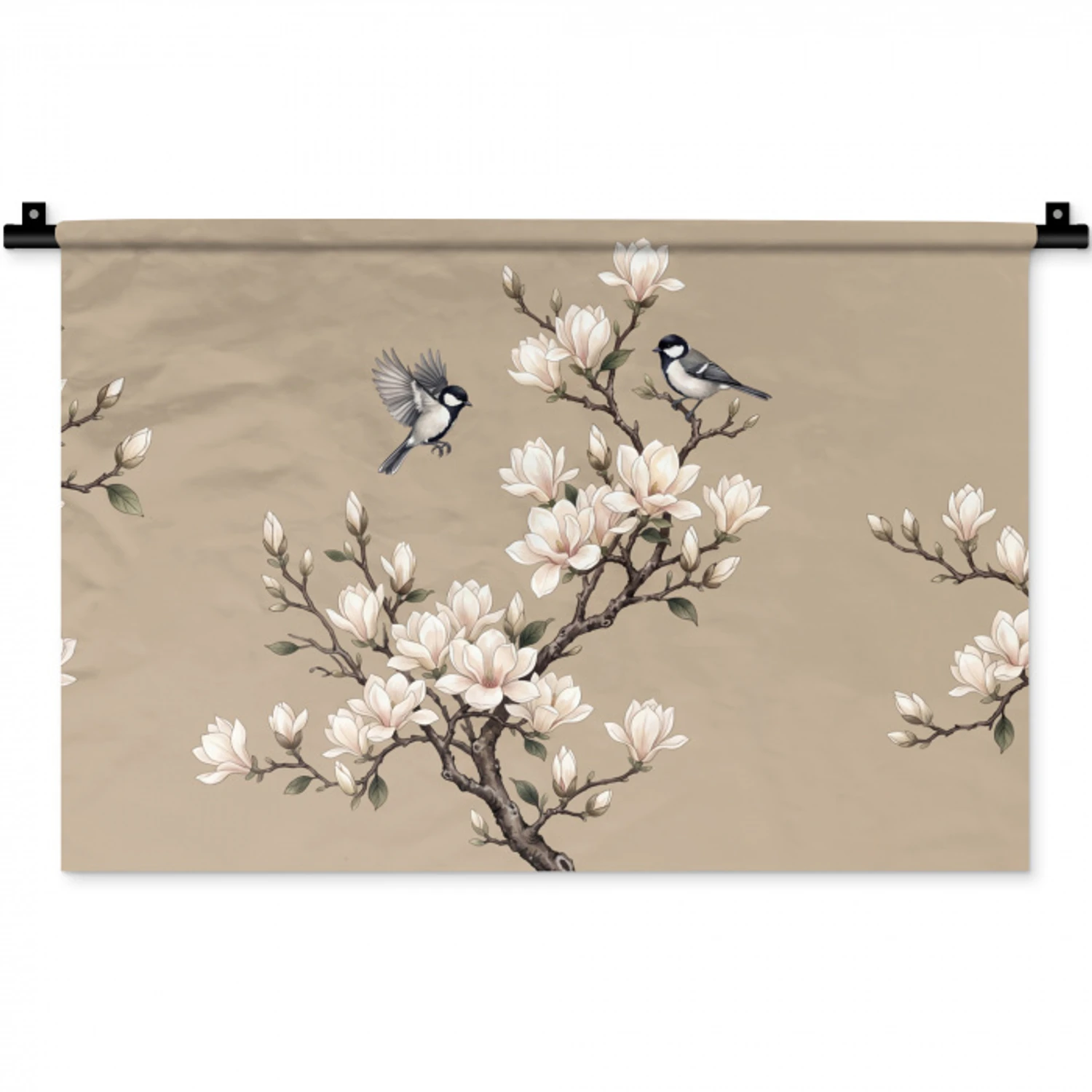 Oosters - Vogels - Beige Wandkleed katoen klein -zz3d