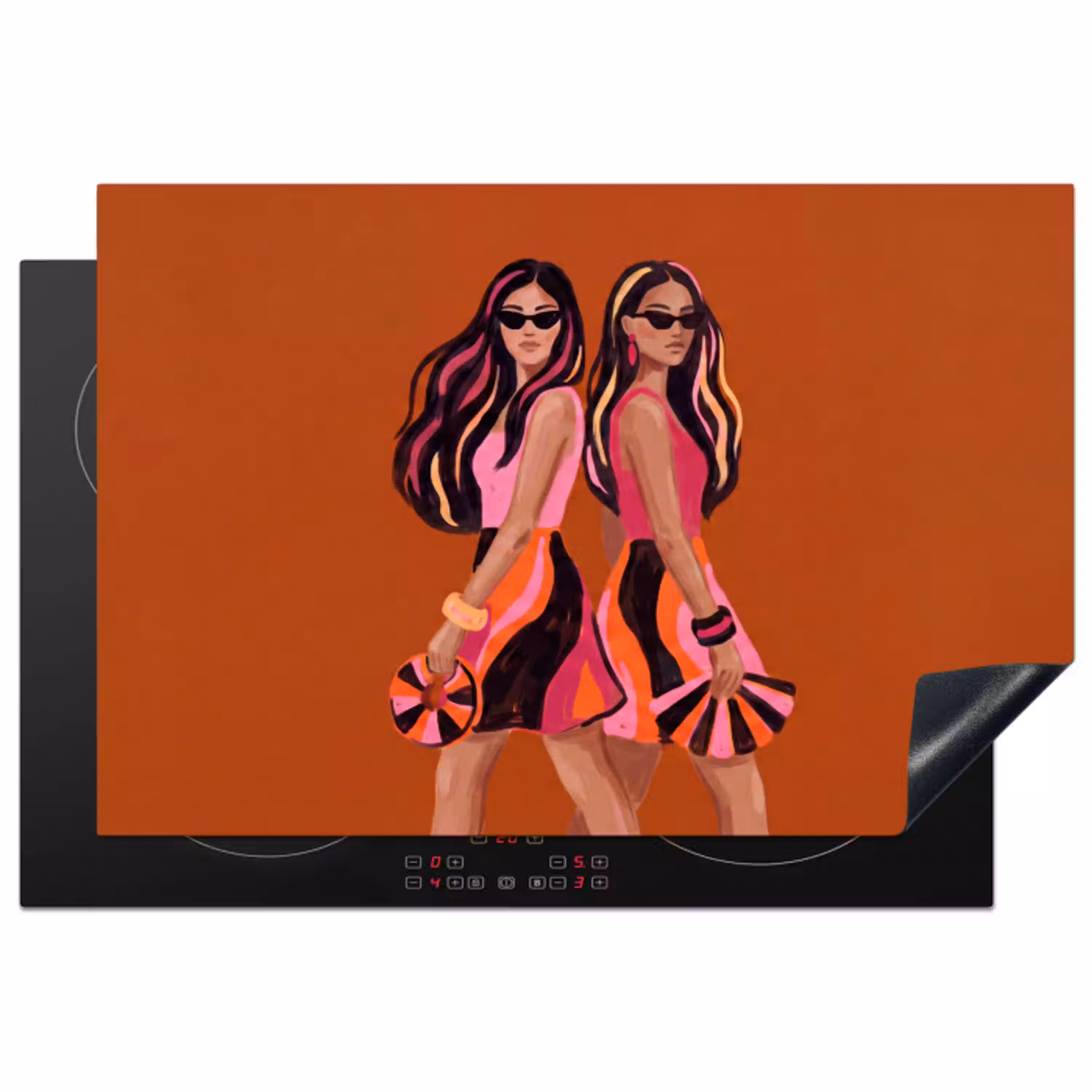 Mensen - Duo - Mode - Illustratie - Kleurrijk Inductie beschermer vinyl 3mm klein -3d