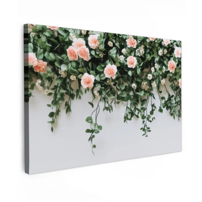 Bloemen - Muur - Rozen - Groen canvas 2cm klein -z3d